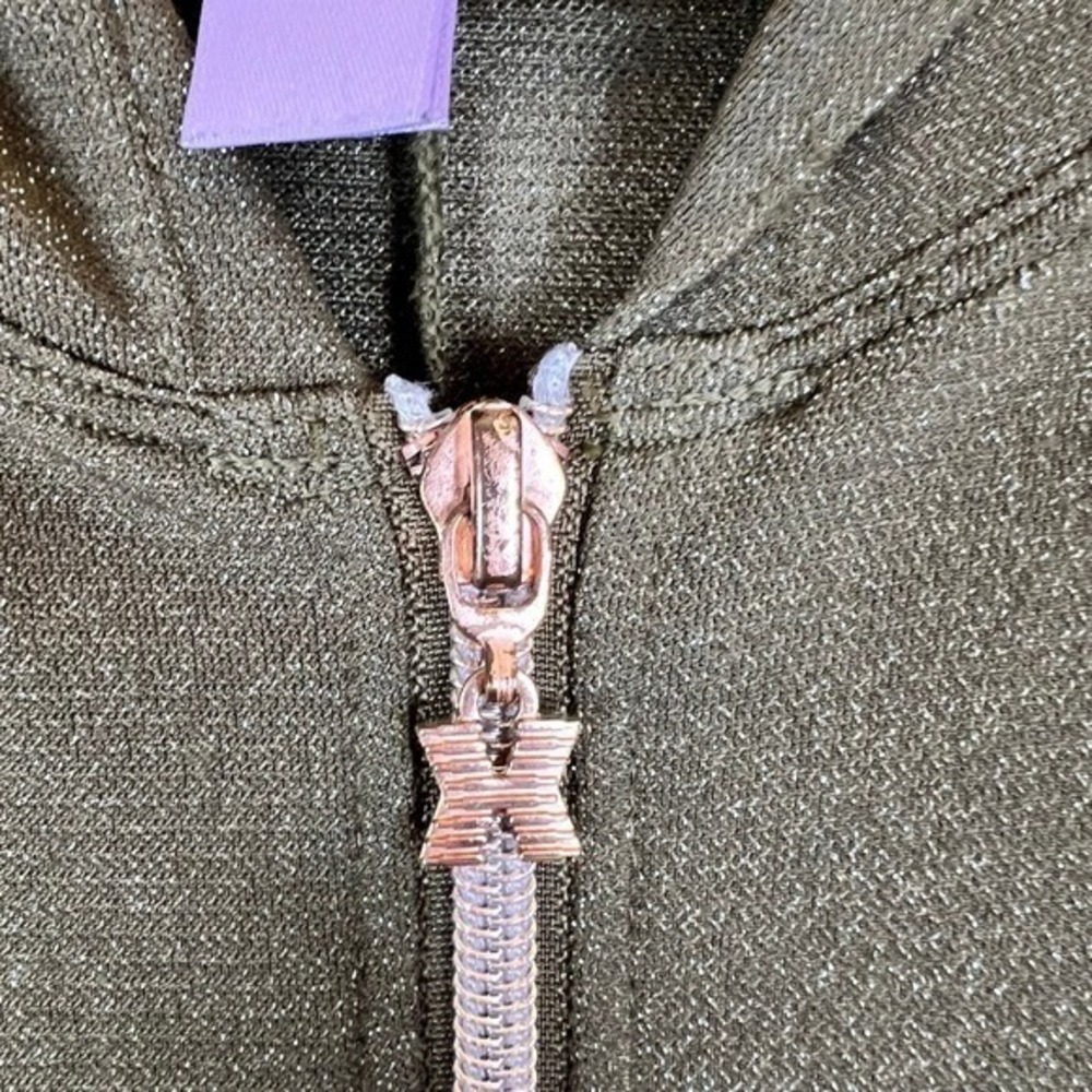Savage X Fenty Womens Metallic Hooded Jumpsuit Olive Green Shimmer One Piece M - Picture 2 of 15
